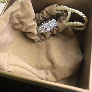 5 Stone Sterling Silver halo ring